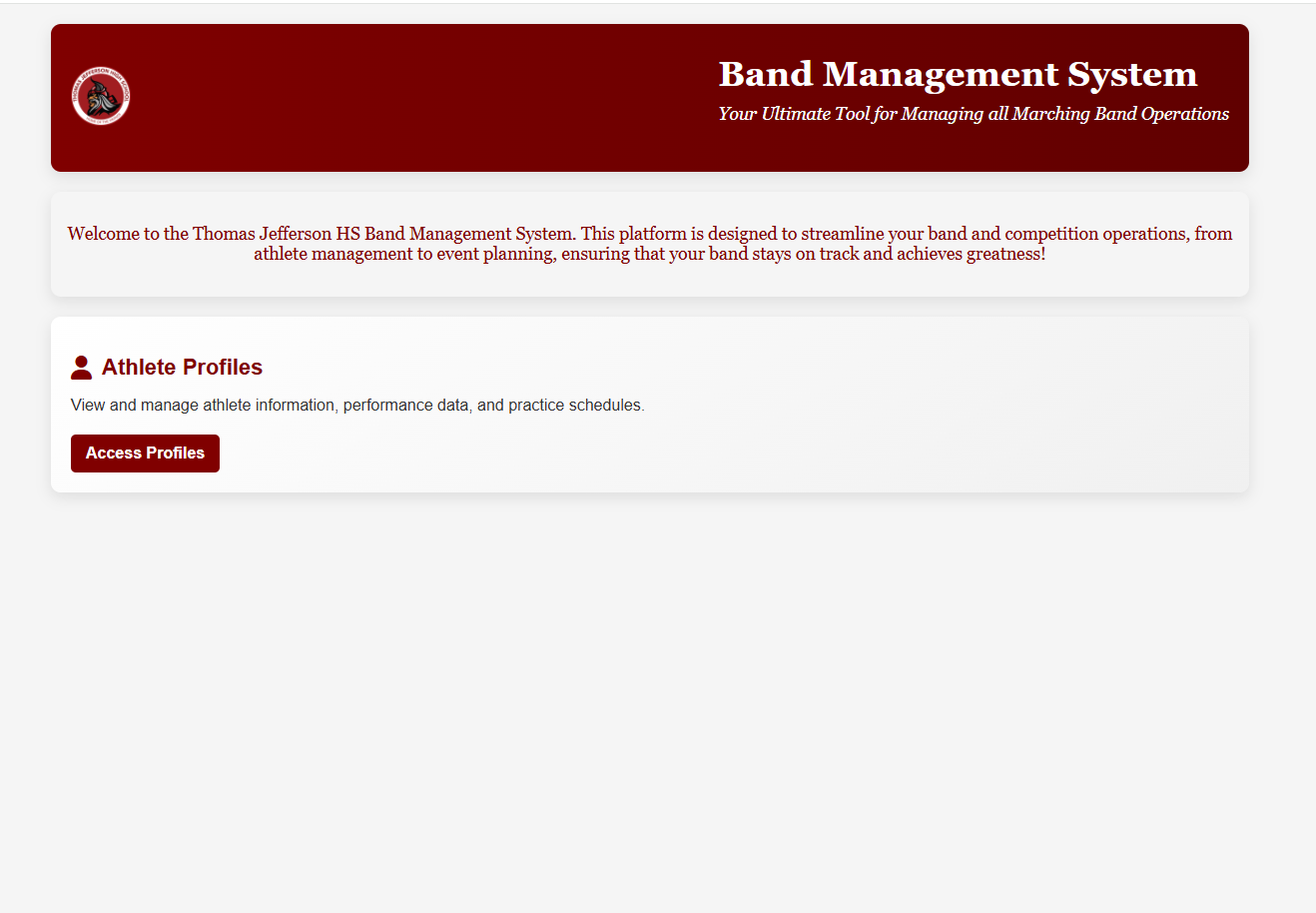 Band Management App Home