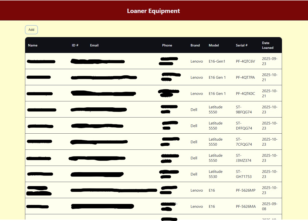 Loaner Equipment App